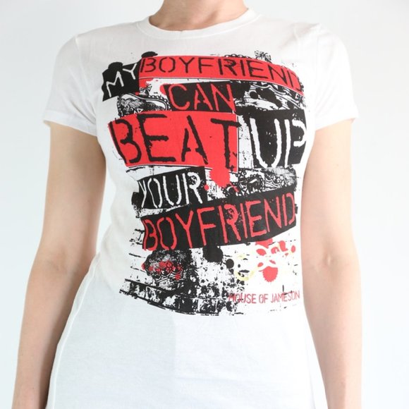 My boyfriend can beat up your boyfriend HOJ tee - Picture 2 of 5